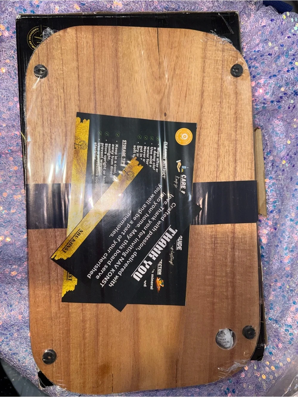 Handmade Wood Serving Board with Blue Resin Inlay - VON KONST